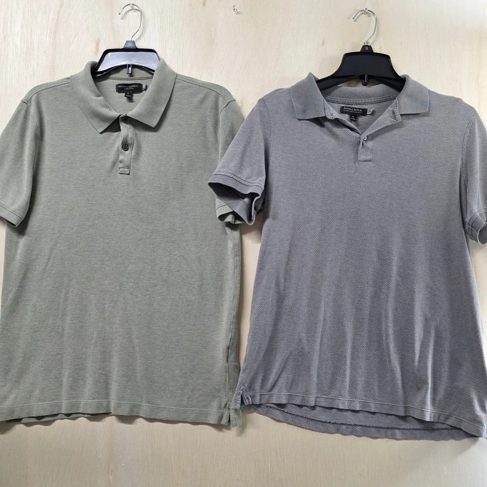 Banana Republic Mens Luxury Touch Performance Polo Shirt Lot 2 Sage Green Grey M